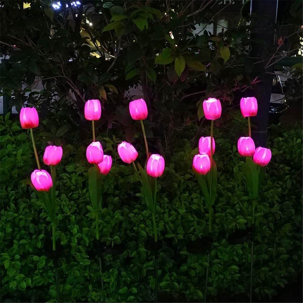 Solar LED Tuinlamp met Tulp Design – Roze/Paars/Blauw/Geel – (1 LED)