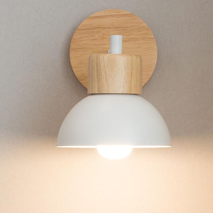 Wood Dome Wall Light 19 cm | Solid Wood, Nordic Design | Hardwired Warm Accent Lamp for Bedroom and Hallway