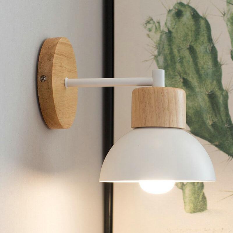 Wood Dome Wall Light 19 cm | Solid Wood, Nordic Design | Hardwired Warm Accent Lamp for Bedroom and Hallway