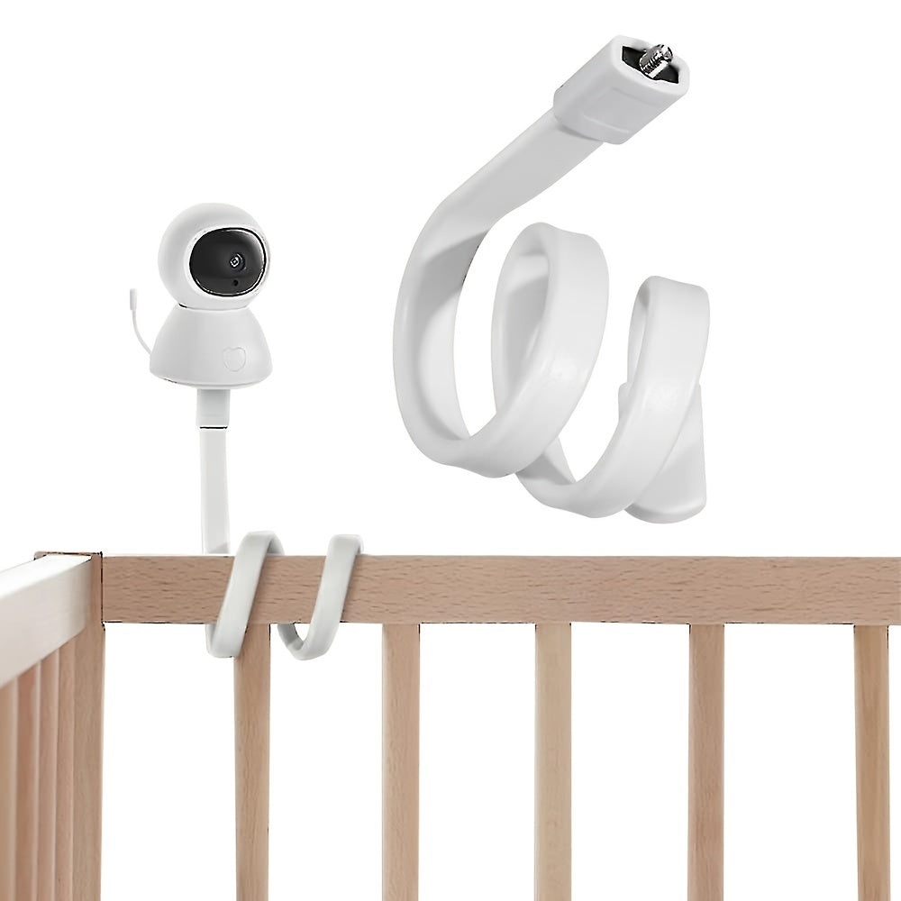 Baby Camera Holder Bracket for Crib with 360 Degree Adjustable Flexible Mount White