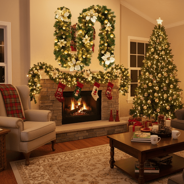 Illuminated Rattan Christmas Garland
