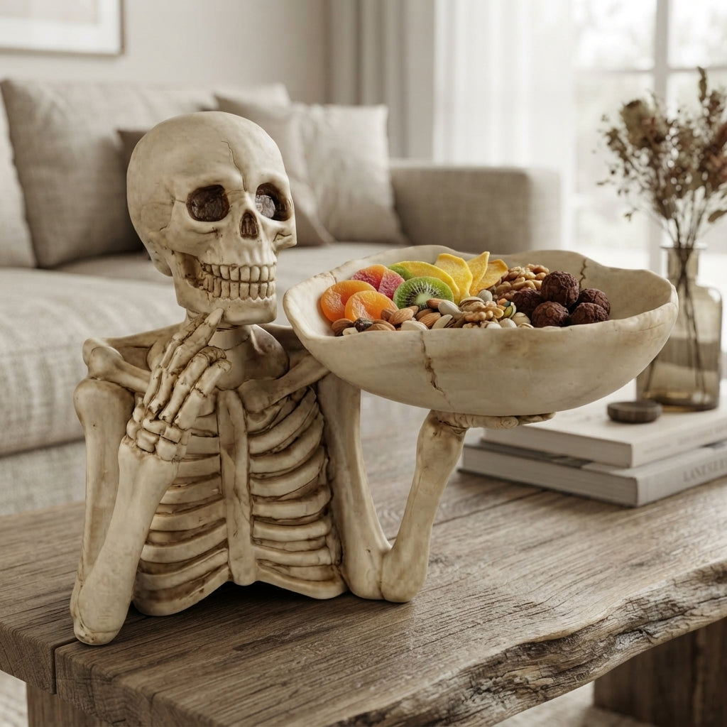 Decorative Tray Resin Skull Design Halloween Tabletop Organizer