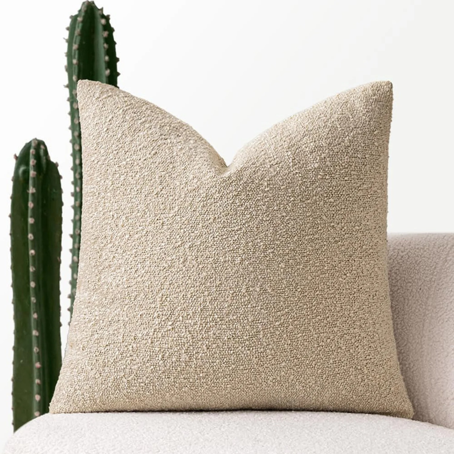 Boucle cushion cover in brick red
