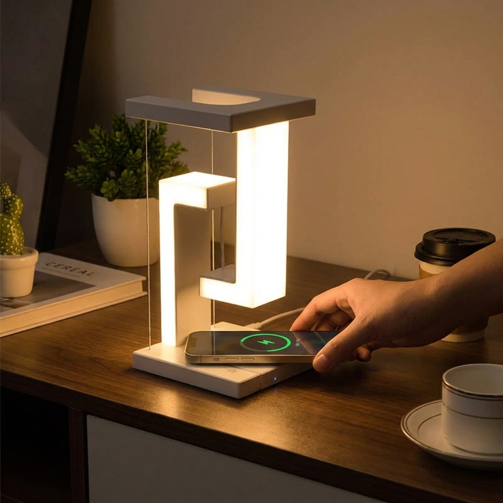 Floating Wireless Charger Lamp with Levitating Design and 10W Wireless Charging