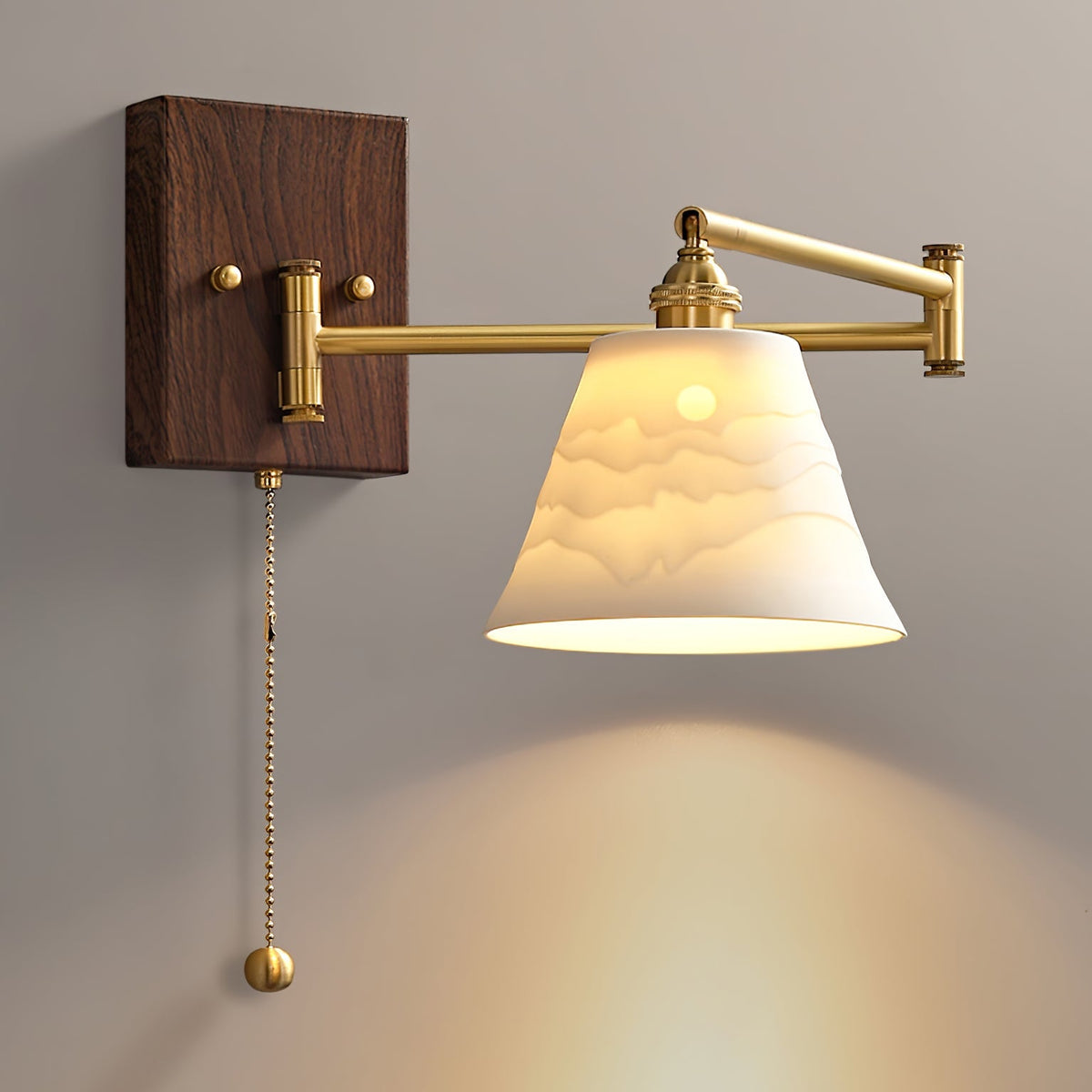Geometric Ceramic Wall Light Adjustable Brass Walnut Finish Modern Sconce - Home Decor - Stack & Clear