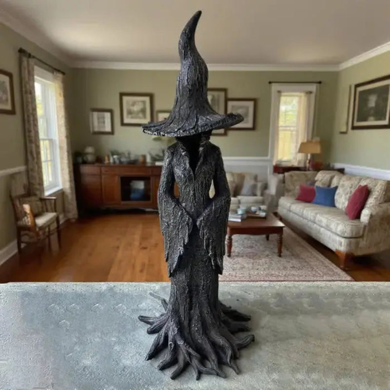 Witch Garden Statue Hand Painted Resin Earth Tone Decorative Figure