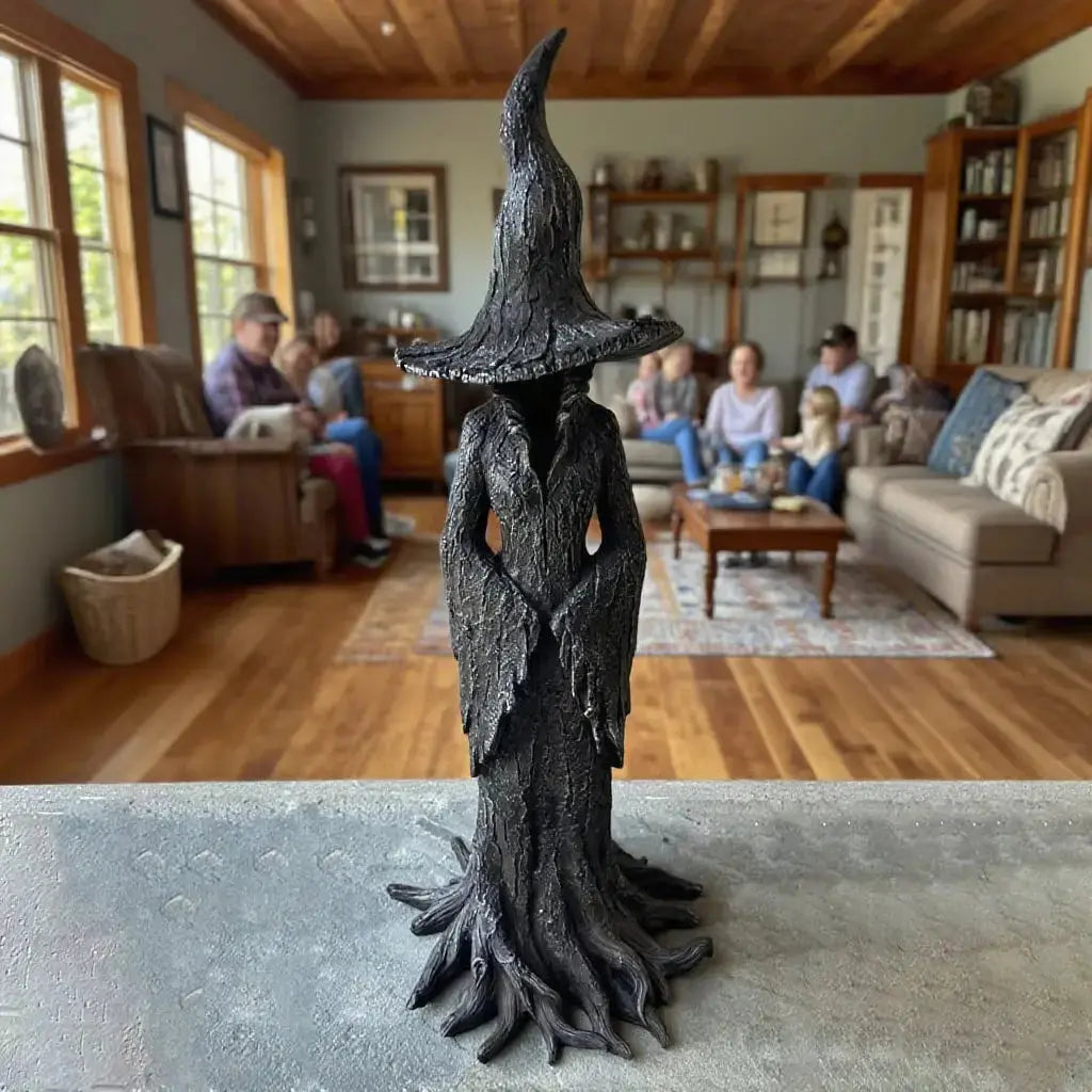 Witch Garden Statue Hand Painted Resin Earth Tone Decorative Figure