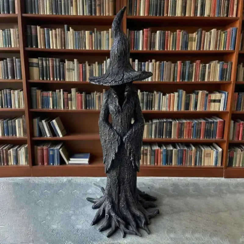 Witch Garden Statue Hand Painted Resin Earth Tone Decorative Figure