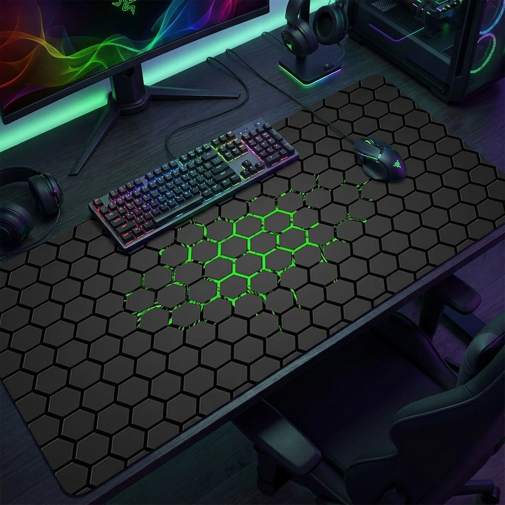 Gaming Mouse Pad, Hexagon Design, Smooth Surface, Precision Control