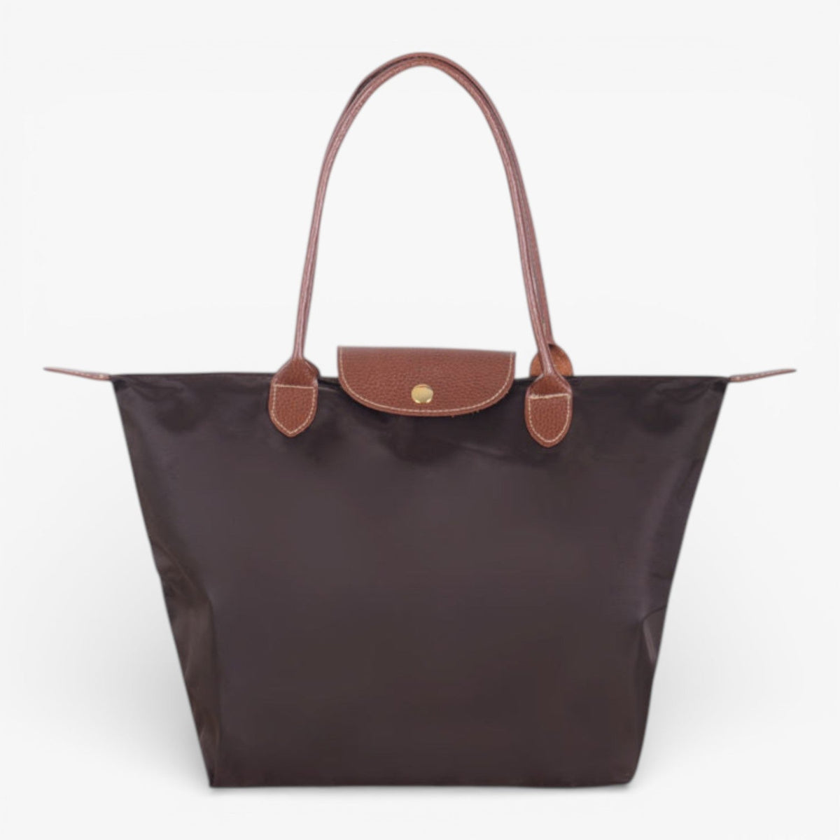 Nylon Tote Bag with Leather Trim