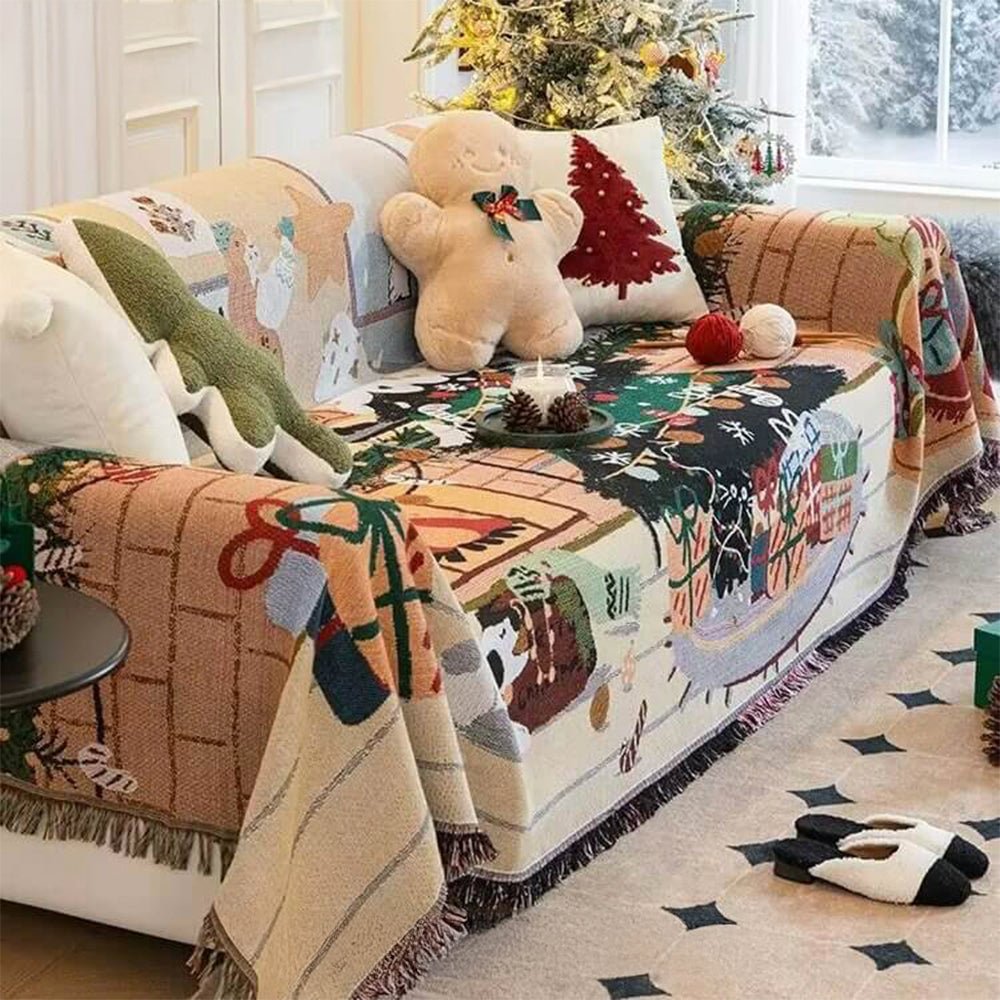 Christmas Sofa Cover with Festive Patchwork Design