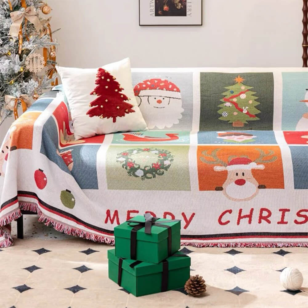 Christmas Sofa Cover with Festive Patchwork Design