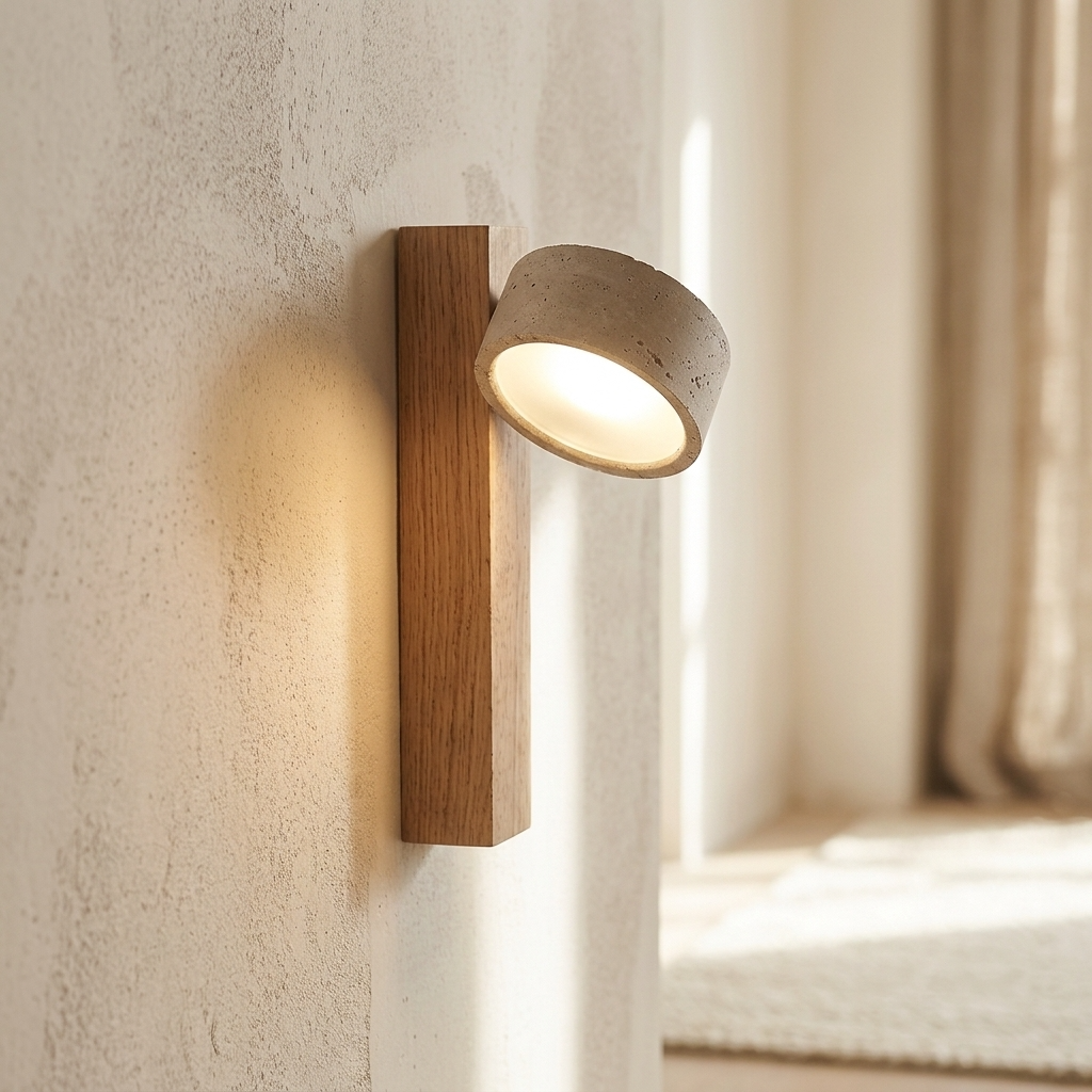 Travertine Wall Light Adjustable Head | Genuine Natural Stone, Pull Chain | 180 Degree Hardwired Bedside Reading Lamp