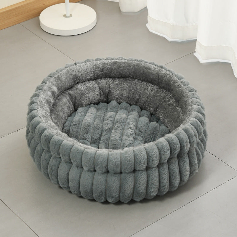 Plush Donut Nest Pet Bed