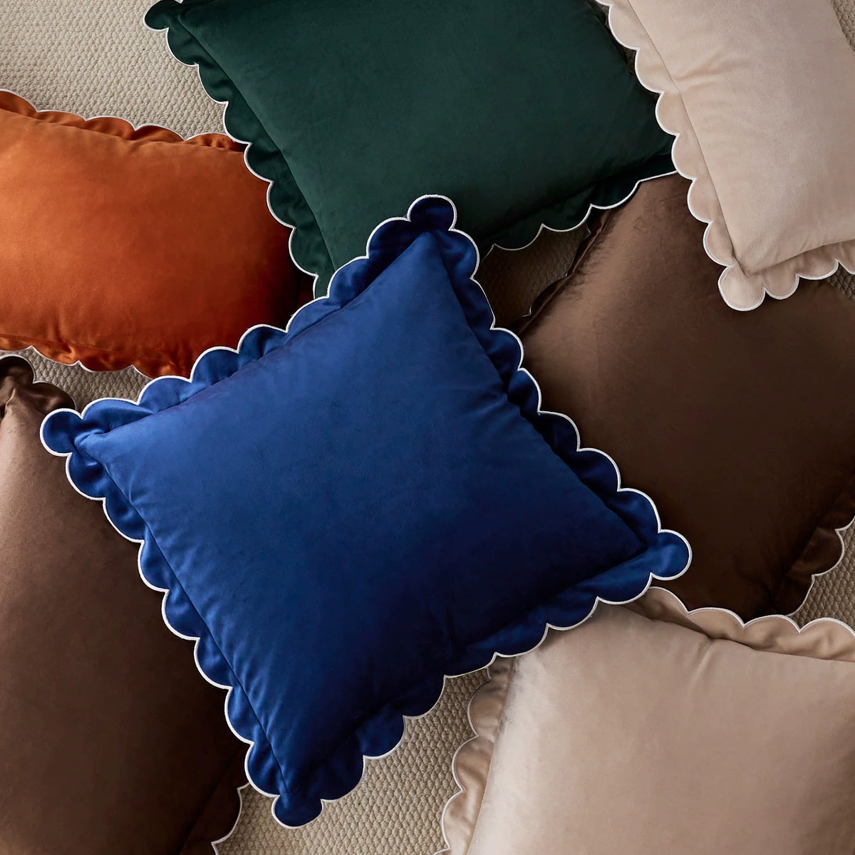 Ruffle Edge Linen Blend Cushion Cover in Coffee Brown