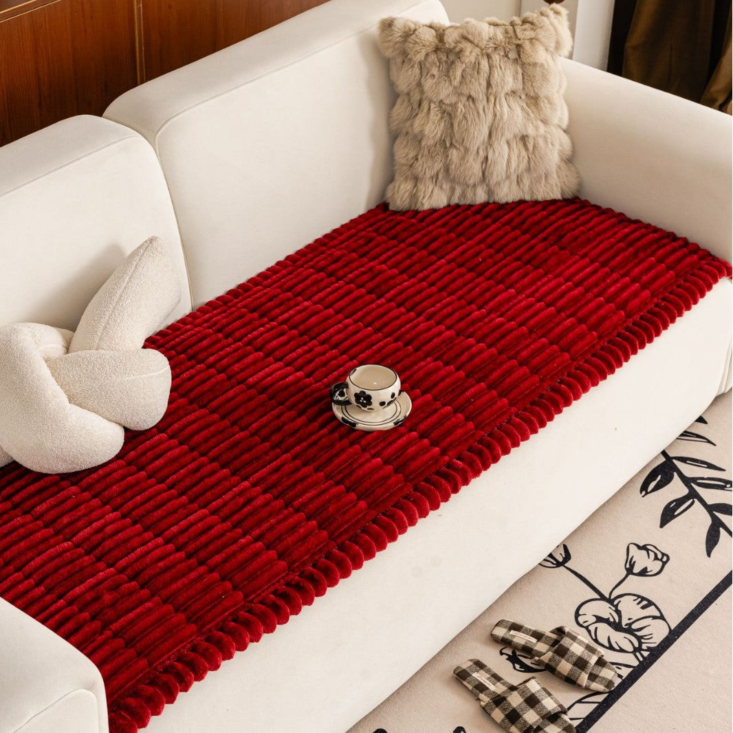 Plush Pleated Edge Sofa Cover