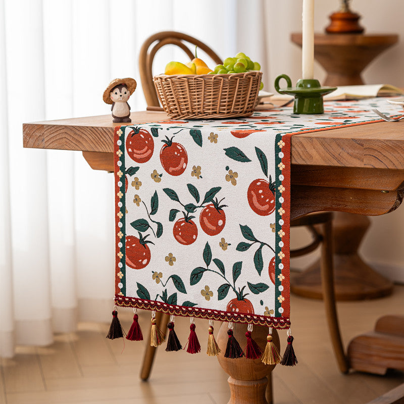Jacquard Floral Tassel Runner