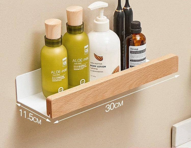 Wall-Mounted Bathroom Shelf with Wood Front