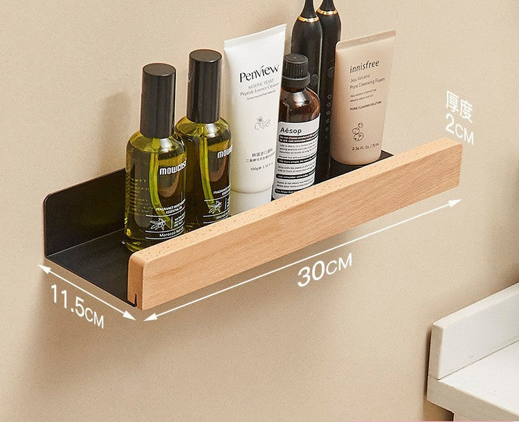 Wall-Mounted Bathroom Shelf with Wood Front