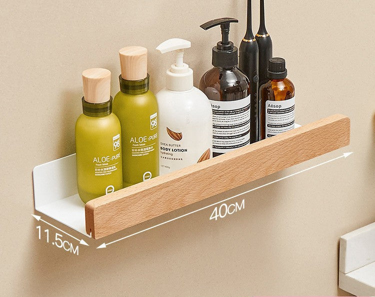 Wall-Mounted Bathroom Shelf with Wood Front