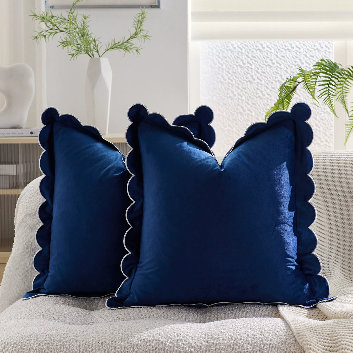 Ruffle Edge Linen Blend Cushion Cover in Coffee Brown