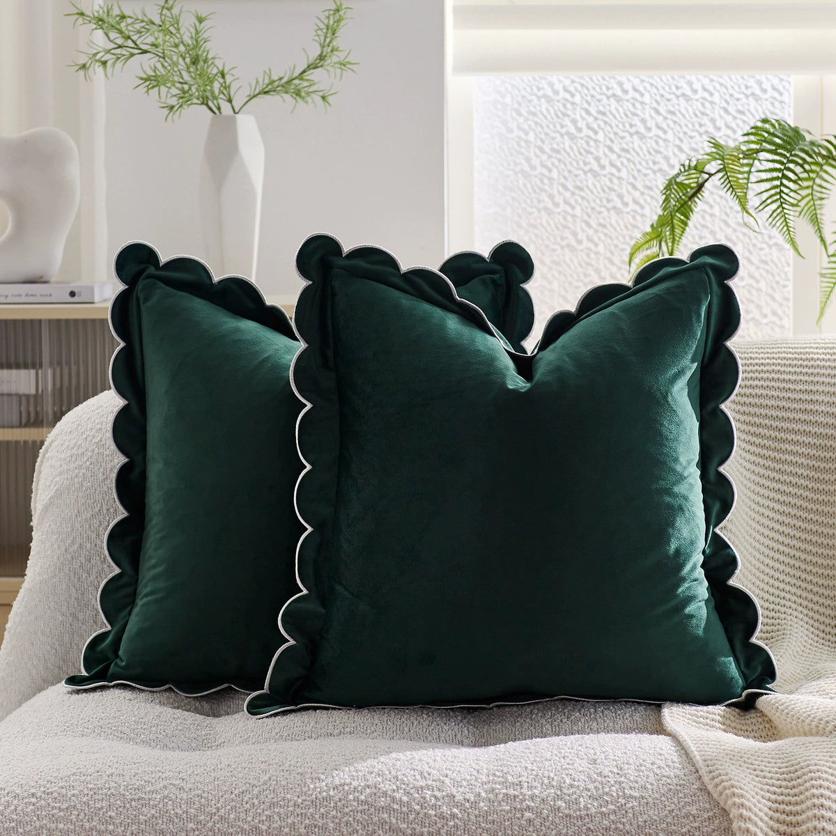 Ruffle Edge Linen Blend Cushion Cover in Coffee Brown
