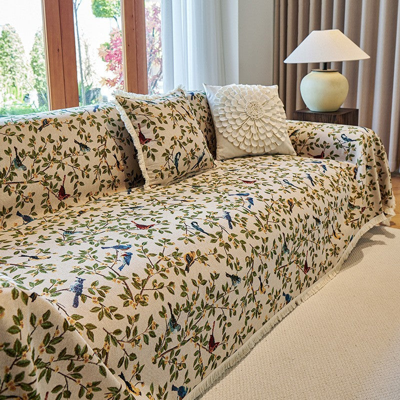 Zahara Geometric Kilim Sofa Cover with Tassel Trim