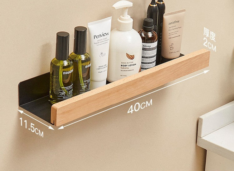Wall-Mounted Bathroom Shelf with Wood Front