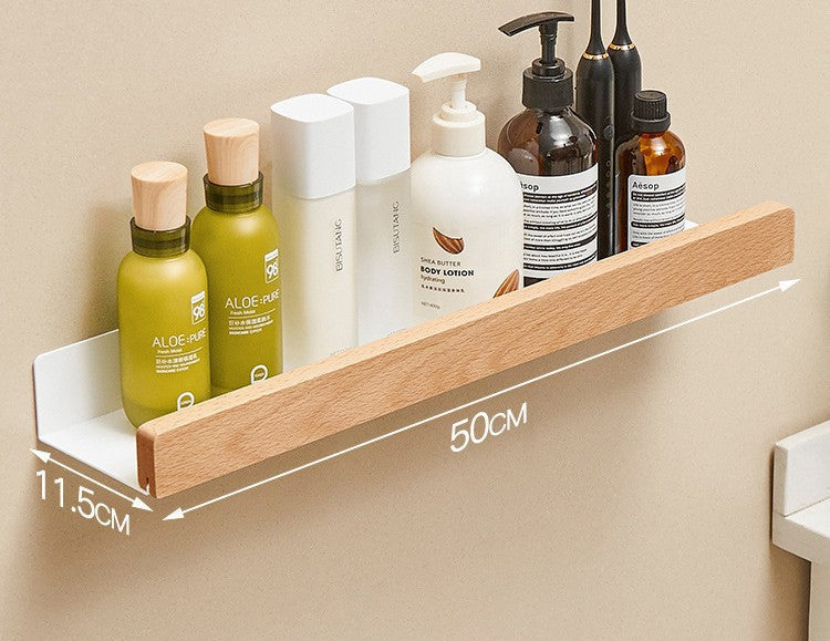 Wall-Mounted Bathroom Shelf with Wood Front
