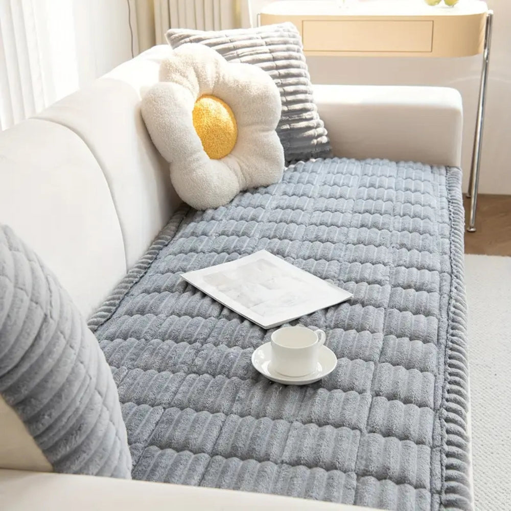 Plush Pleated Edges Couch Cover