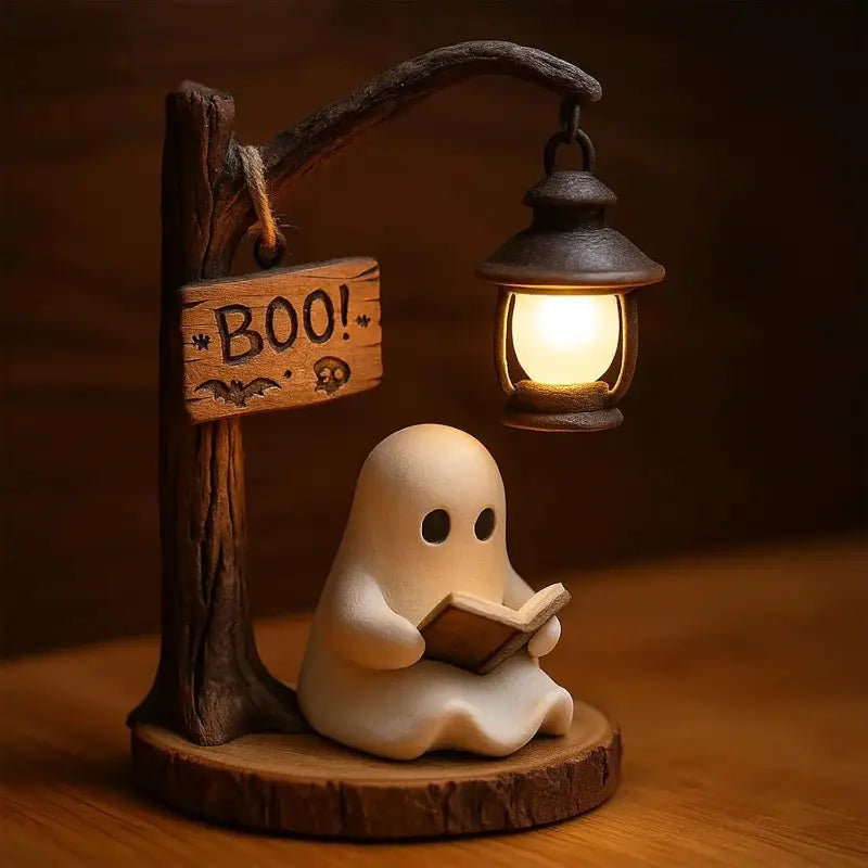 Table Lamp Resin Ghost Design Warm LED Battery Powered