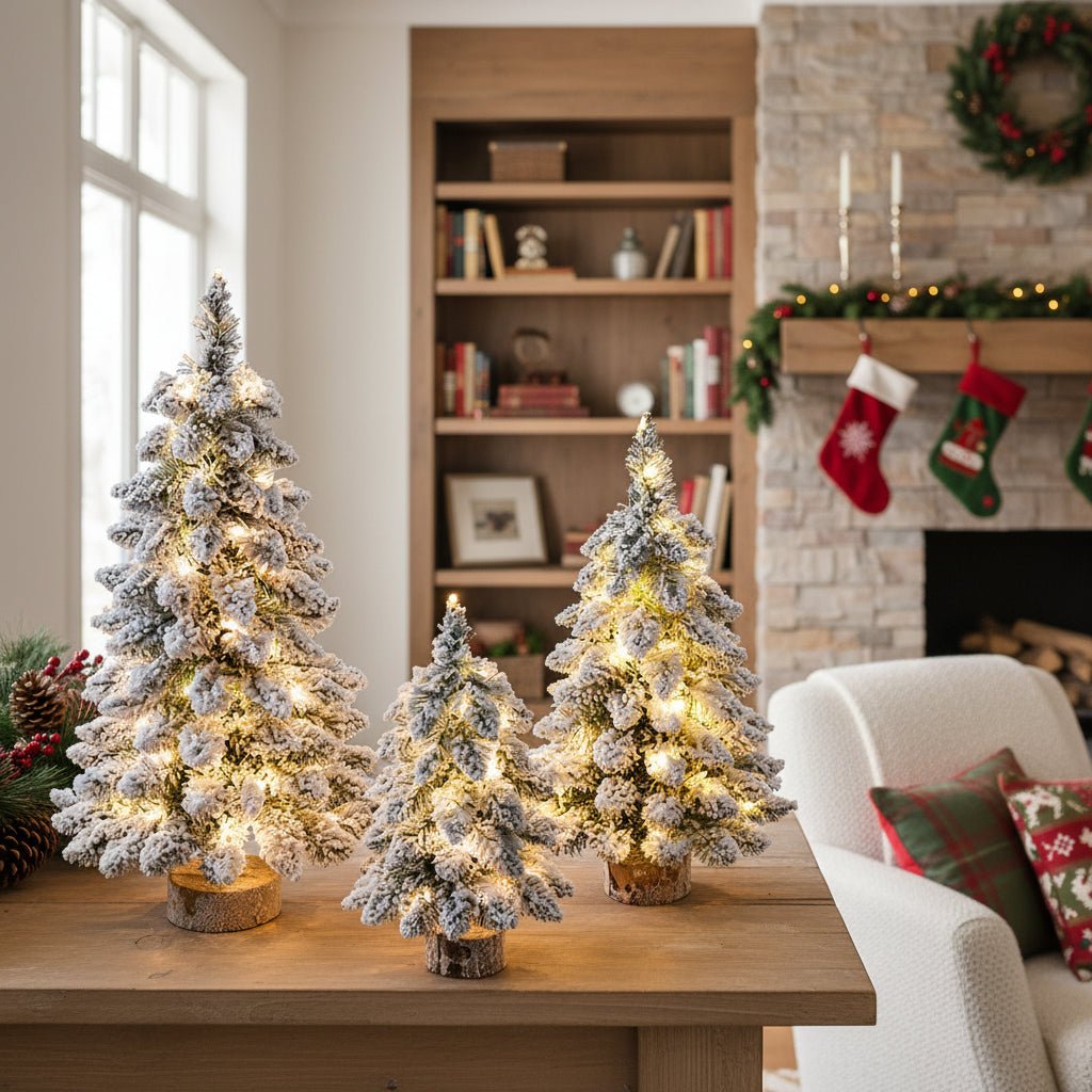 Mini LED Christmas Tree with Frosty Snowy Finish