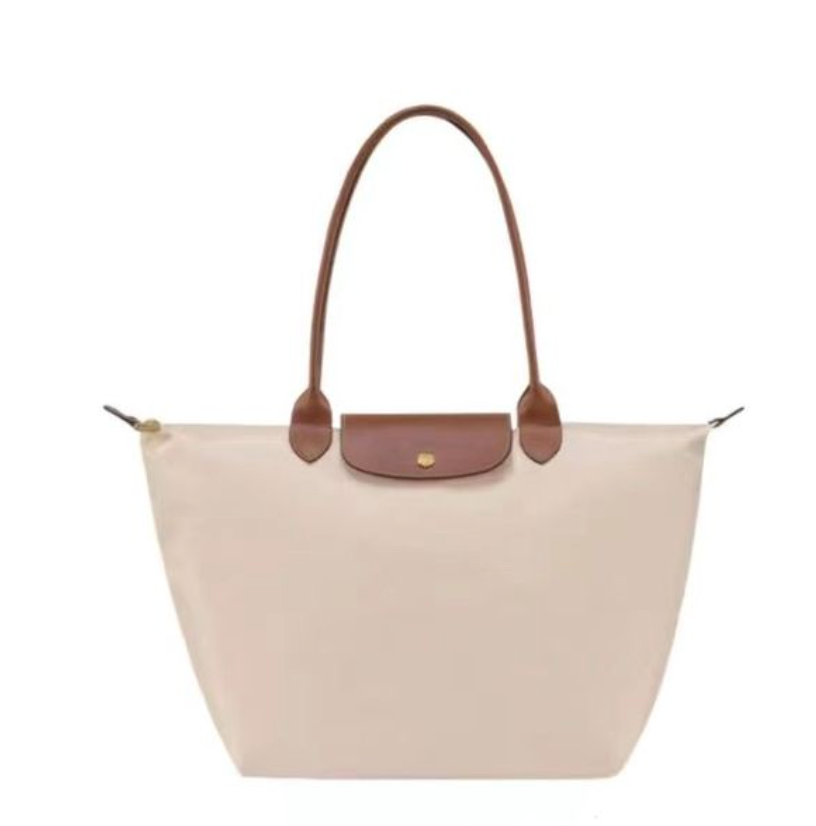 Nylon Tote Bag with Leather Trim