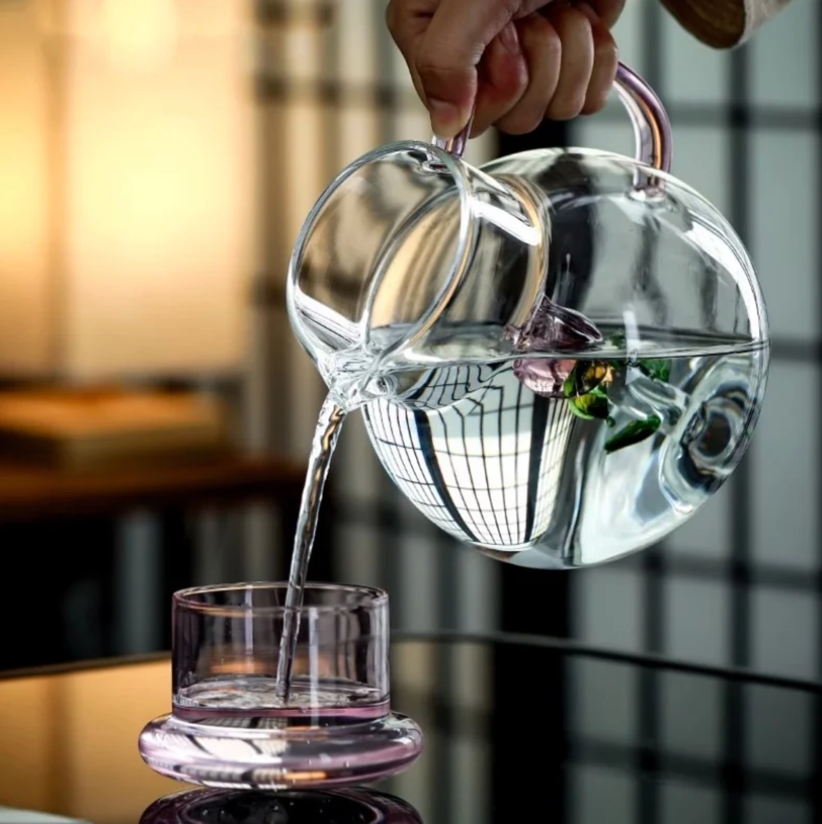 Blossom Glass Teapot and Cup Set