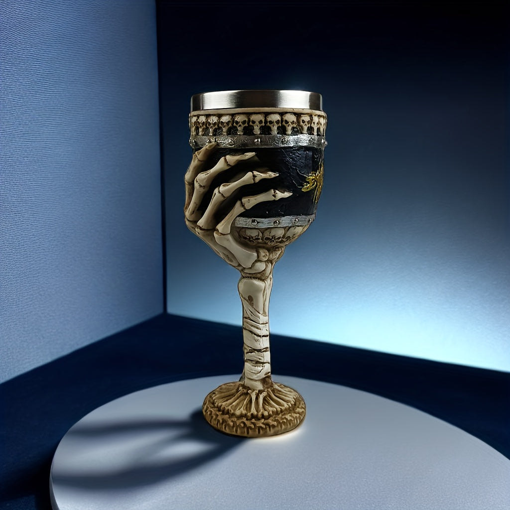 Goblet Stainless Steel Skull Skeleton Hand Design Polished Finish