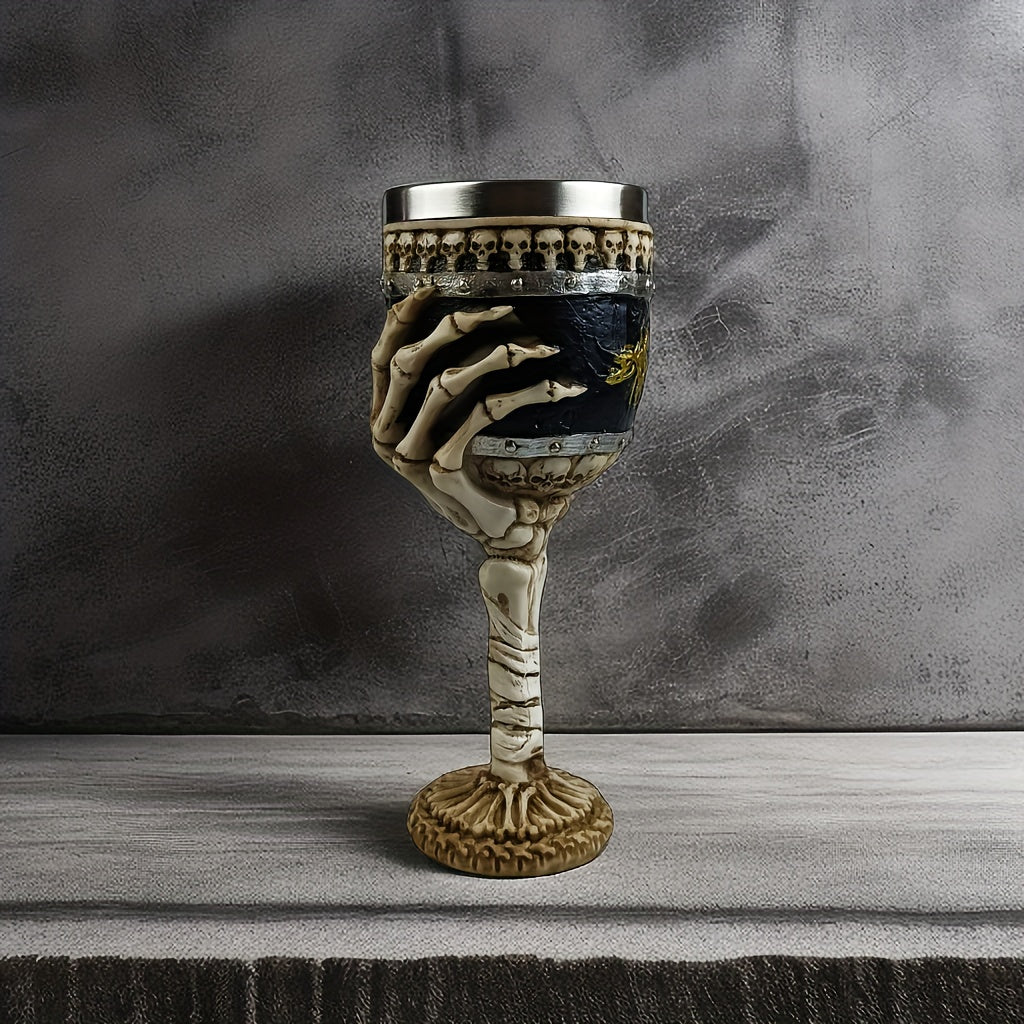 Goblet Stainless Steel Skull Skeleton Hand Design Polished Finish