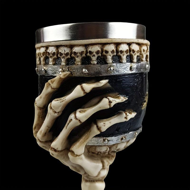 Goblet Stainless Steel Skull Skeleton Hand Design Polished Finish