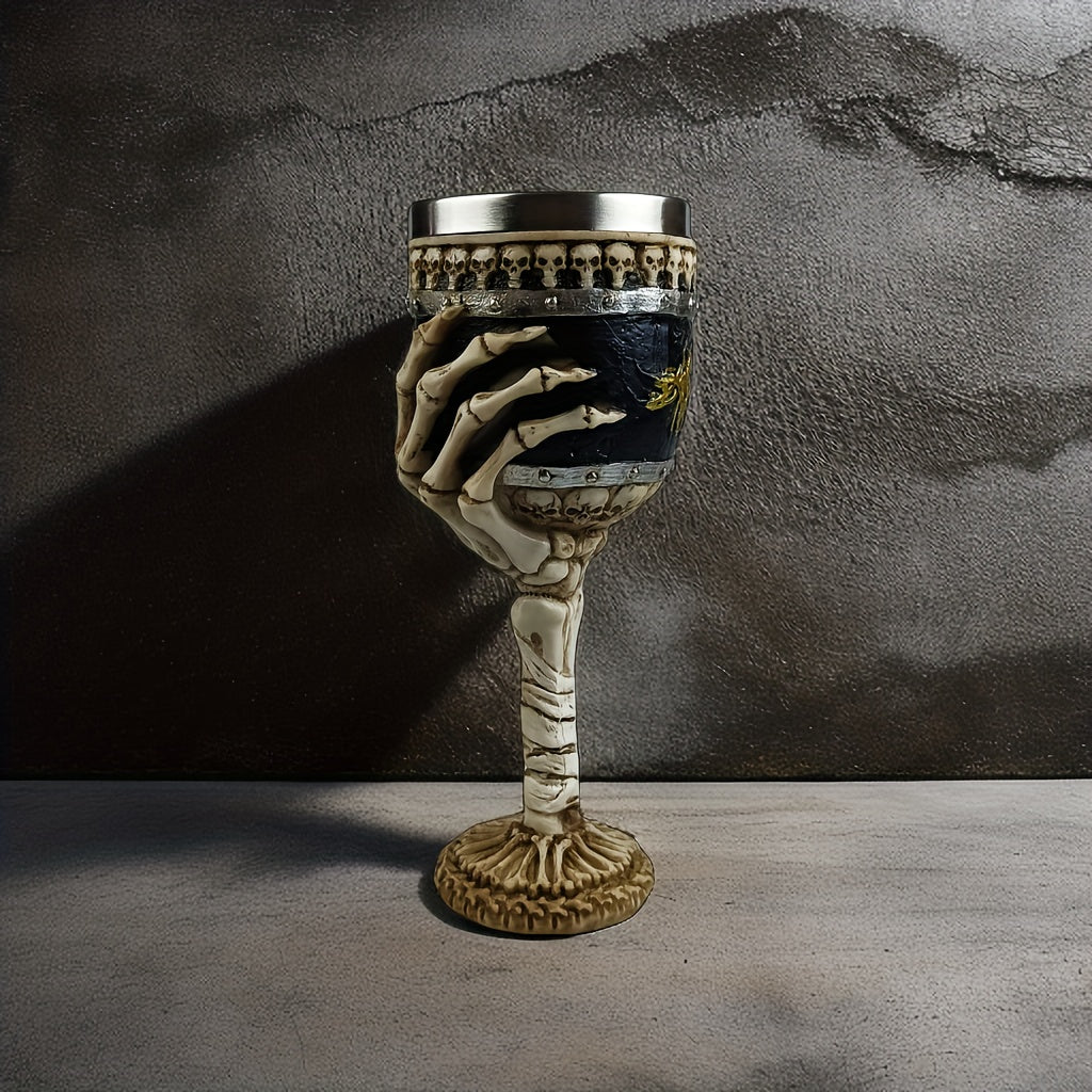 Goblet Stainless Steel Skull Skeleton Hand Design Polished Finish