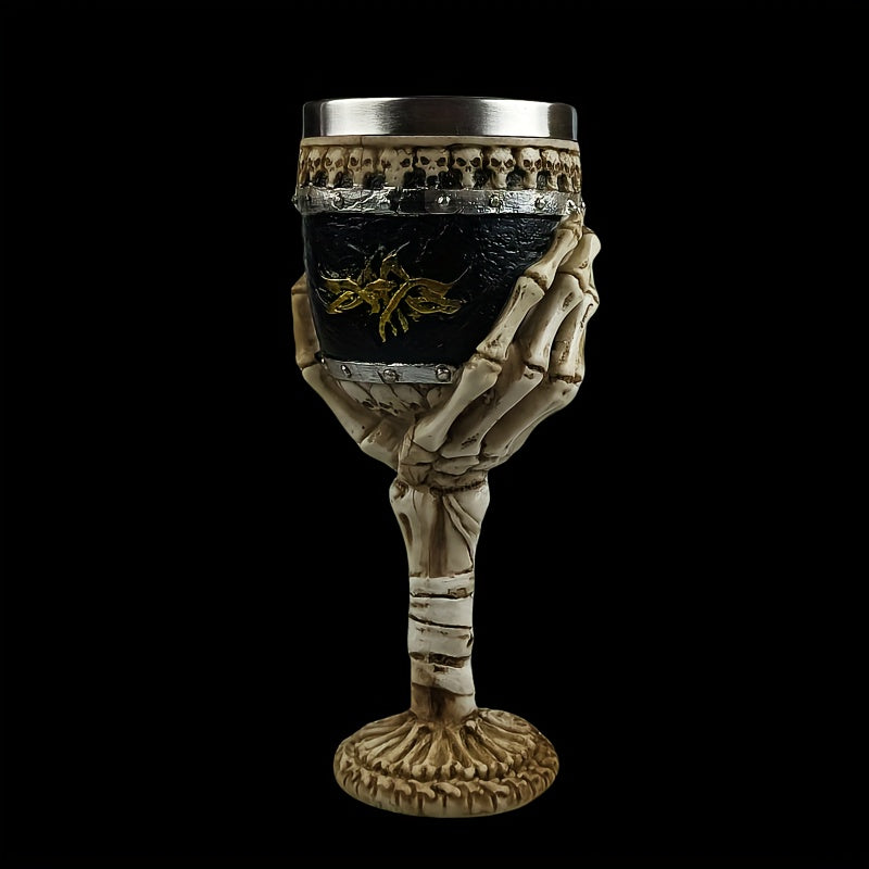 Goblet Stainless Steel Skull Skeleton Hand Design Polished Finish