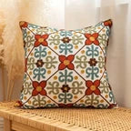 Embroidered Floral Cushion Cover