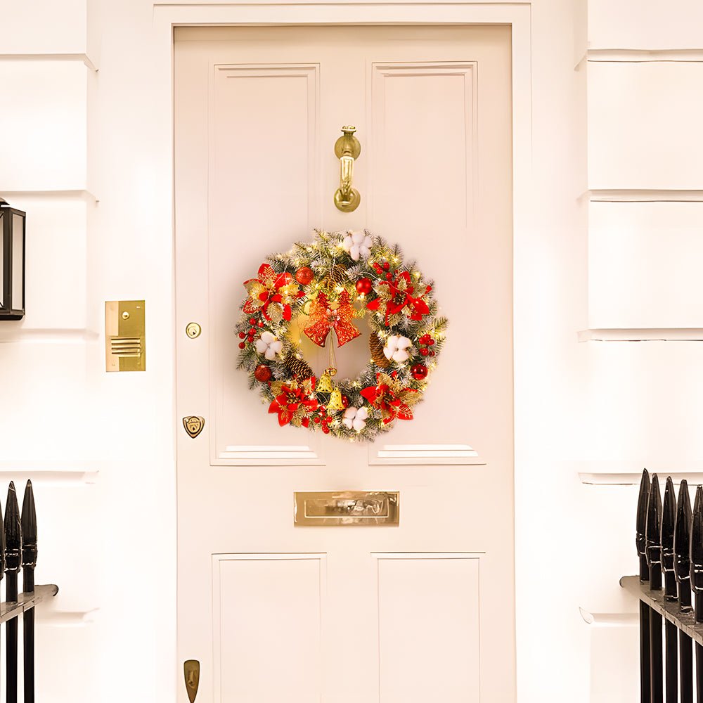 LED Christmas Wreath with Bells and Golden Shimmer