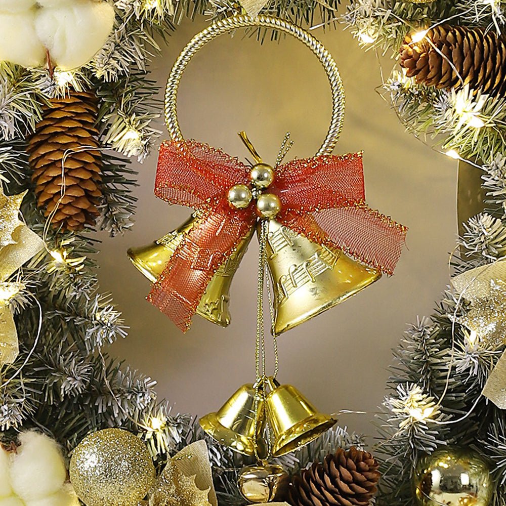 LED Christmas Wreath with Bells and Golden Shimmer