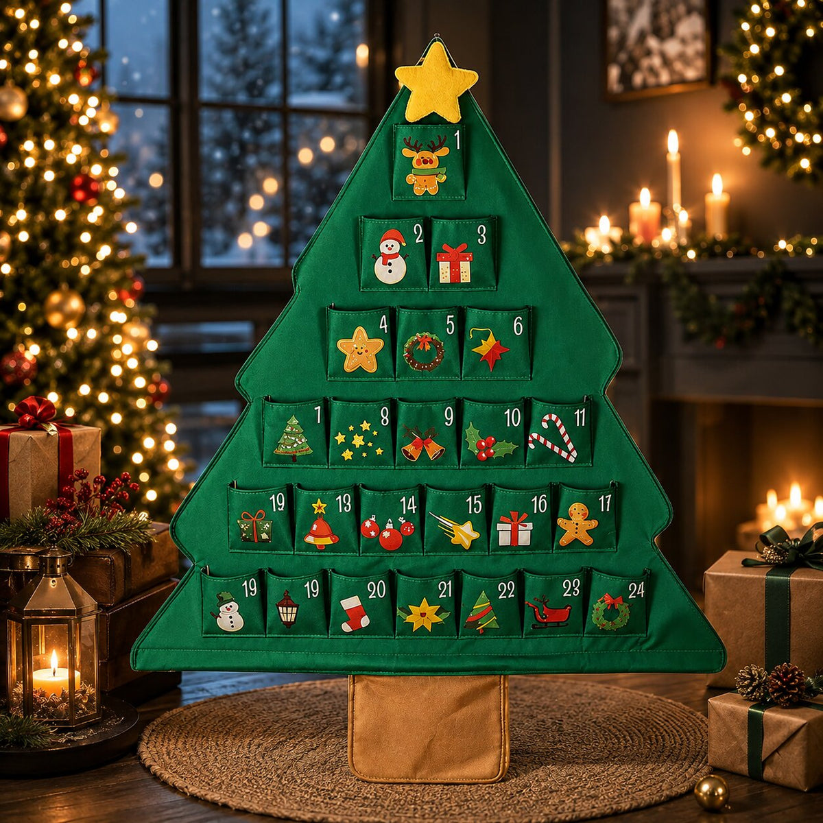 Fillable Christmas Tree Advent Calendar with Star Topper