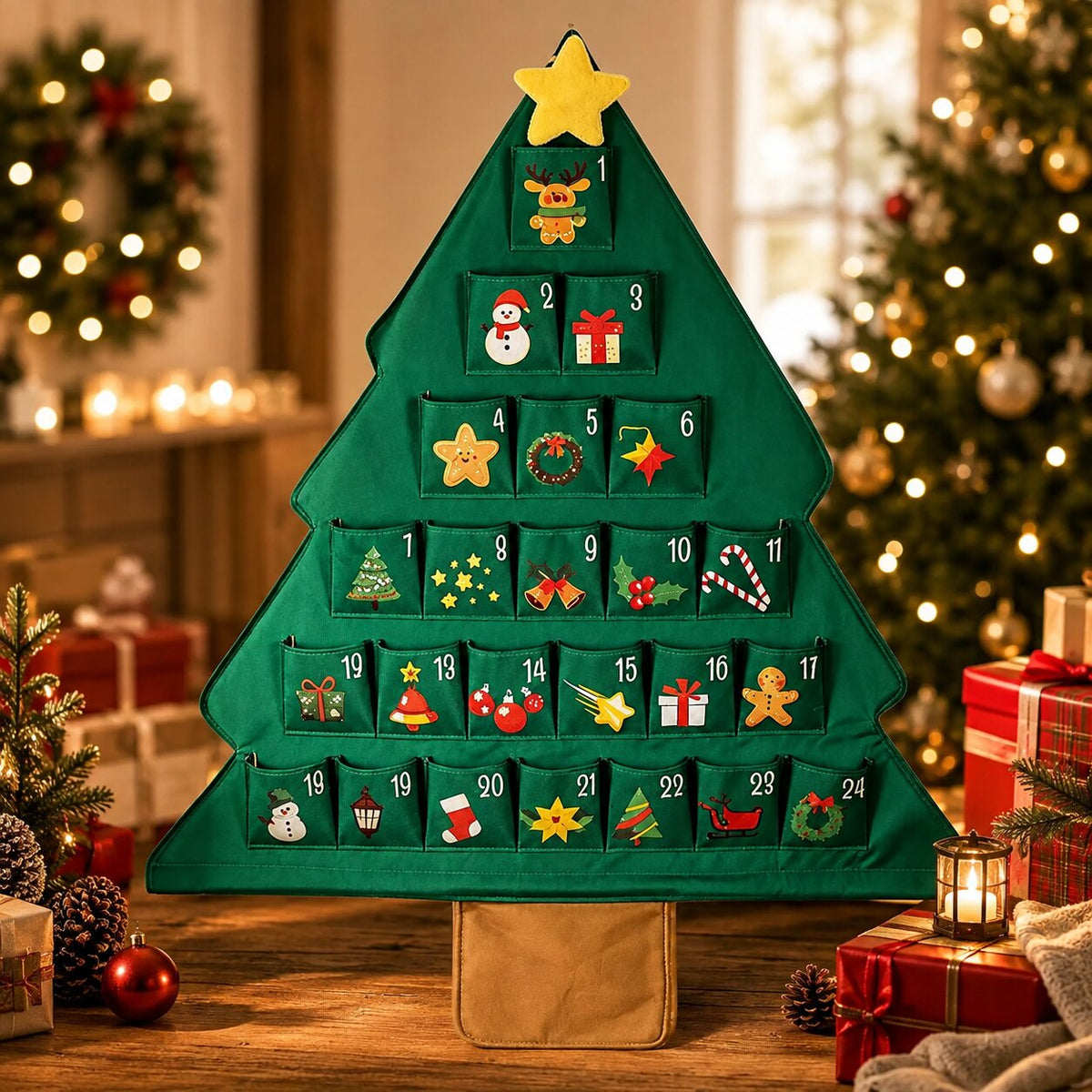 Fillable Christmas Tree Advent Calendar with Star Topper