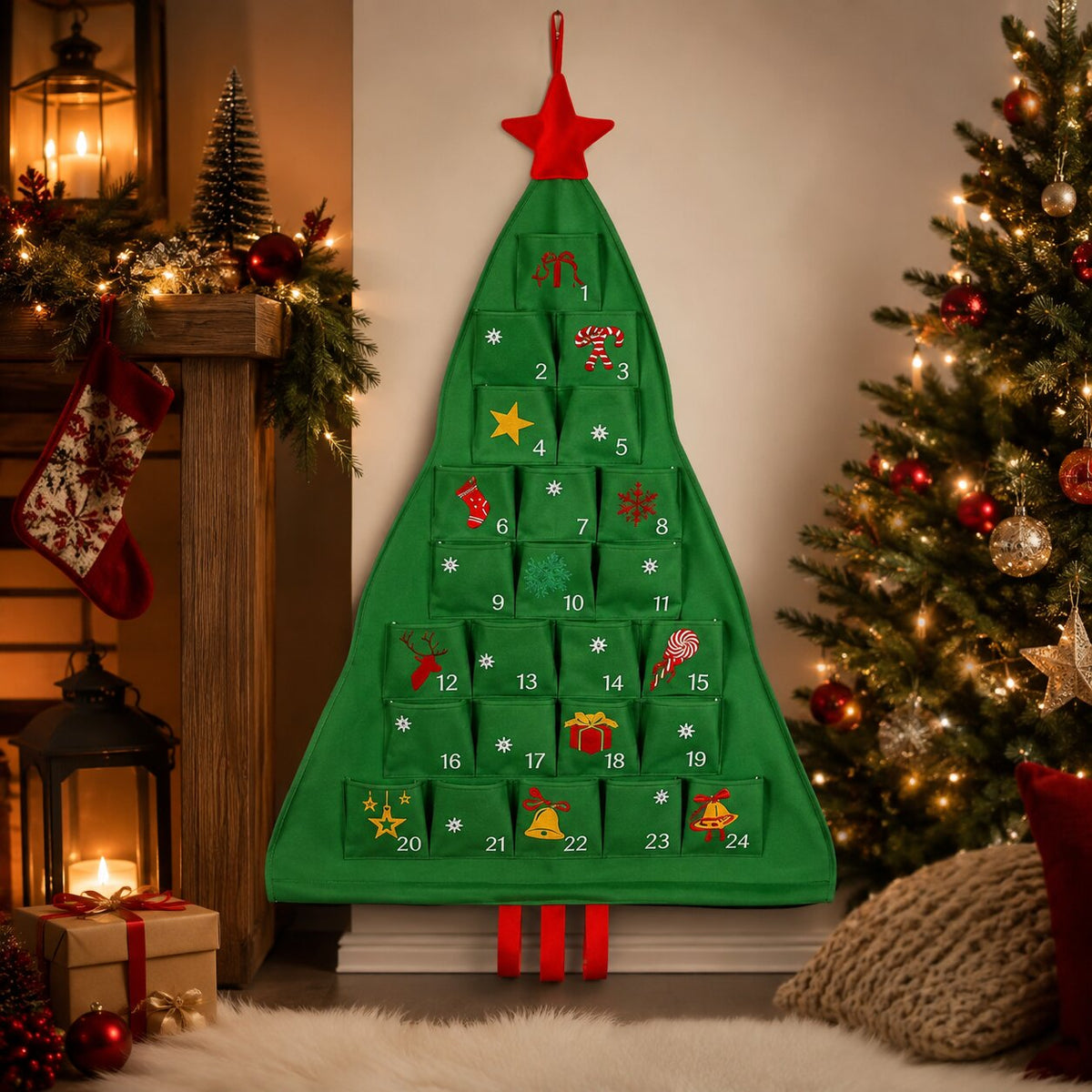 Fillable Christmas Tree Advent Calendar with Star Topper
