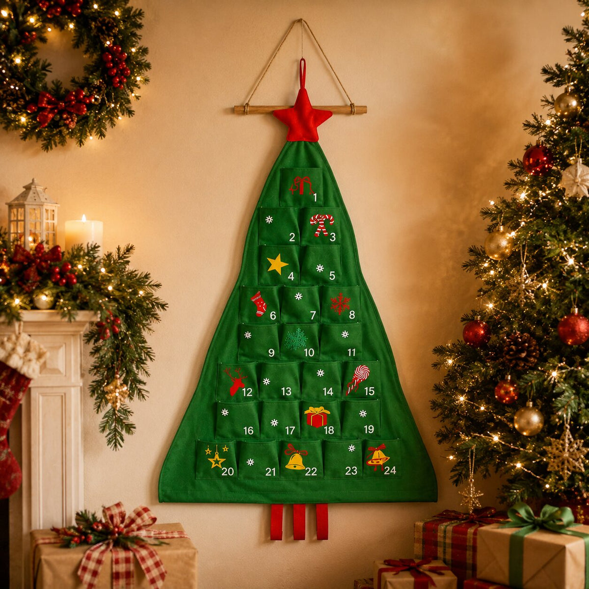 Fillable Christmas Tree Advent Calendar with Star Topper