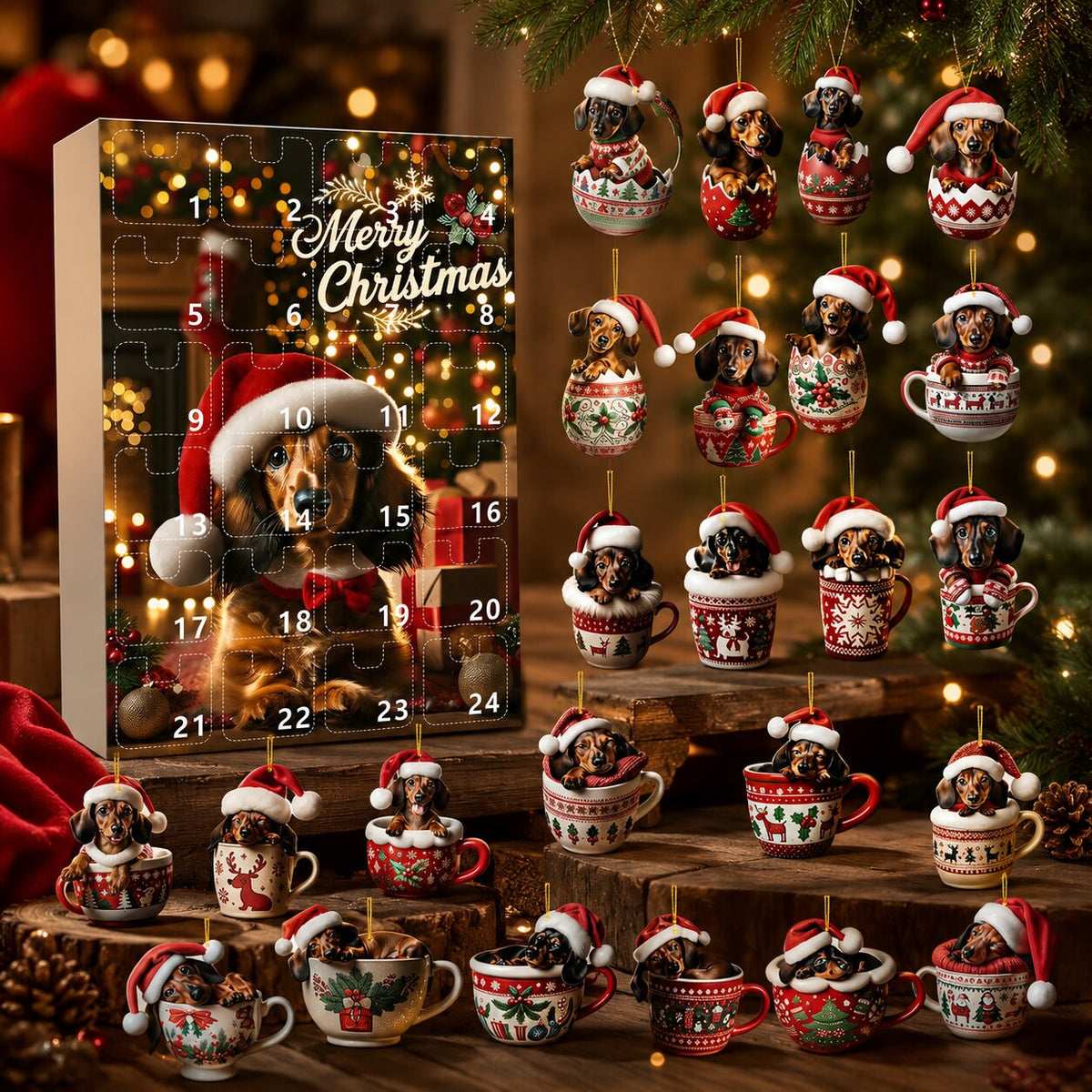 Dachshund Christmas Advent Calendar 2026 with 24 Doors