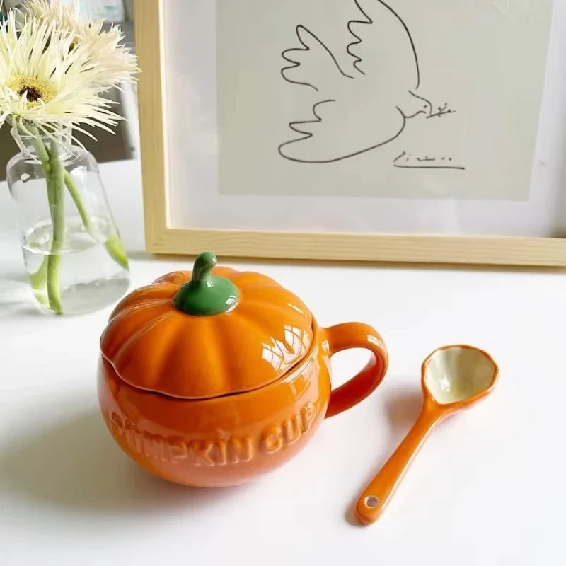 Decorative Bowl Ceramic Pumpkin Lidded Storage Bowl