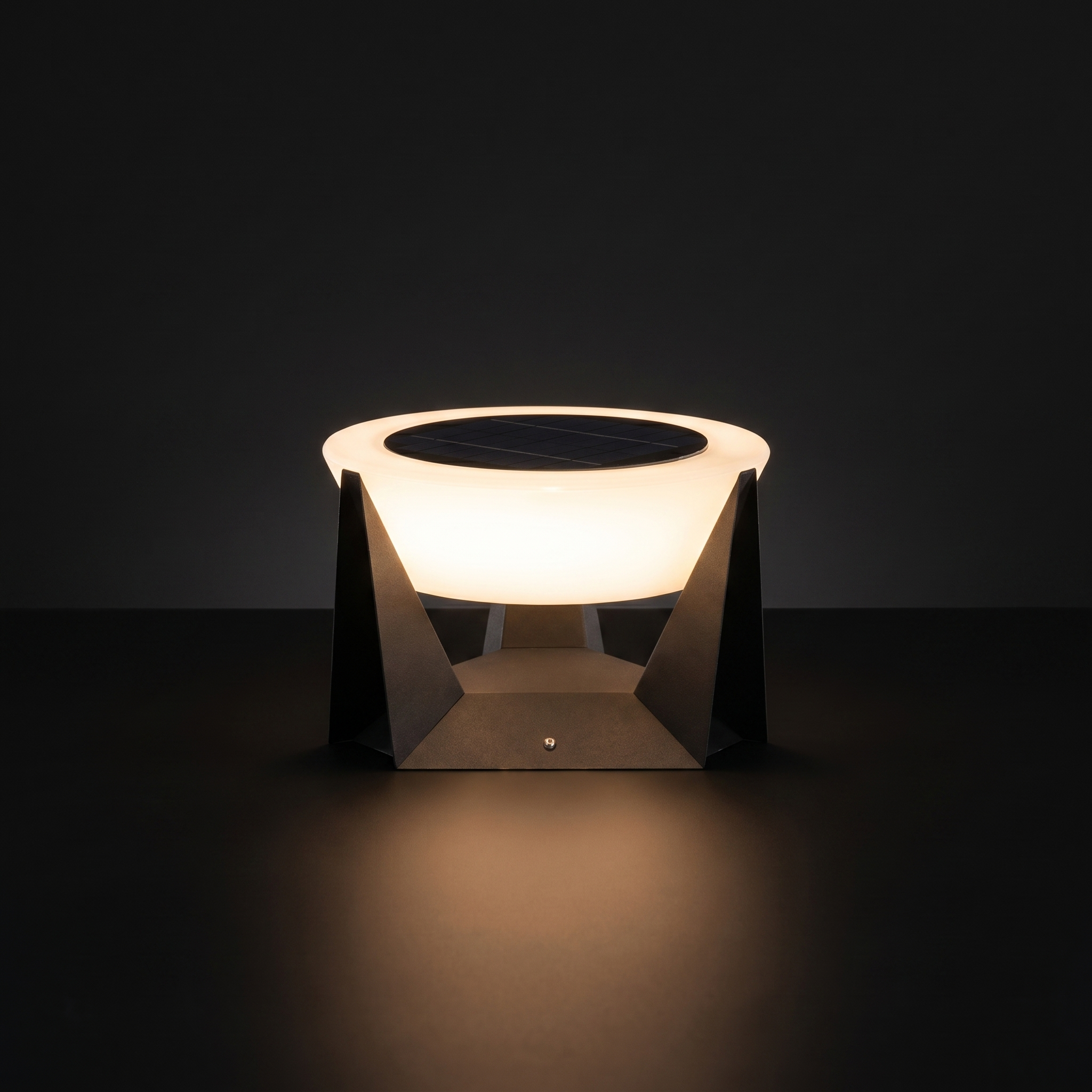 Black Solar Garden Lamp with Square Housing and White Top