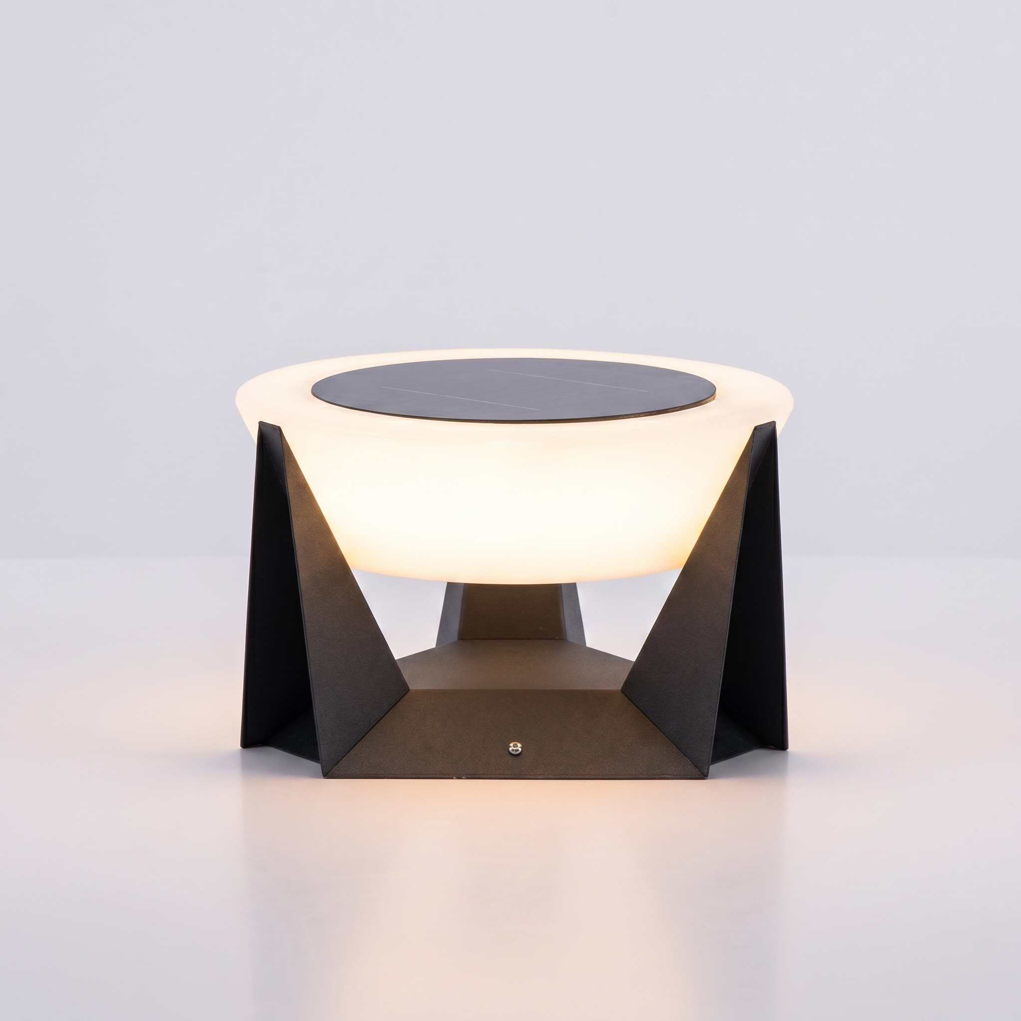 Black Solar Garden Lamp with Square Housing and White Top